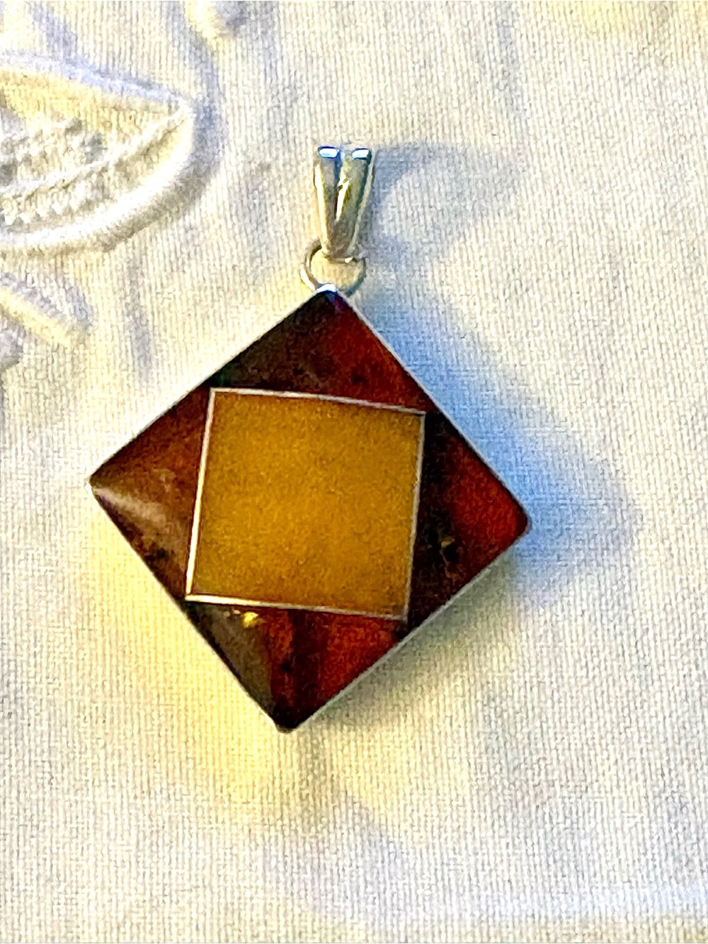Sterling Silver Cognac and Butterscoth Baltic Amber Pendant